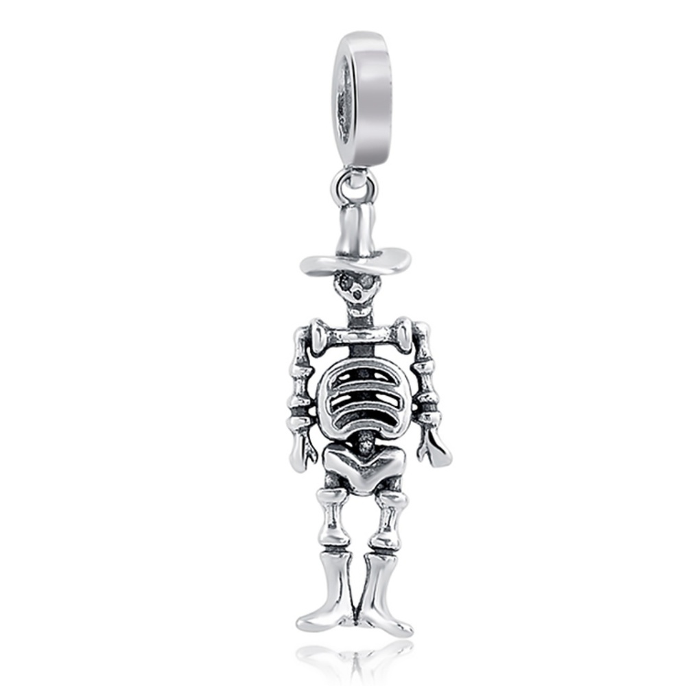 925 Silver Skeleton Skull Halloween Charm Pendant